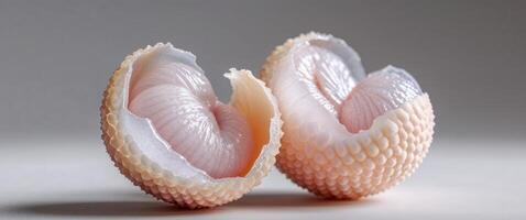 Two shells are cut open to show the inside photo