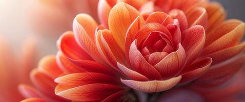 Abstract macro image of overlapping orange and red flower petals photo