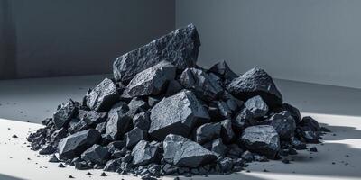 Dark crushed stones with sharp angular surfaces and dense texture photo