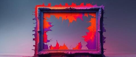 A frame with a colorful paint splattered on it photo