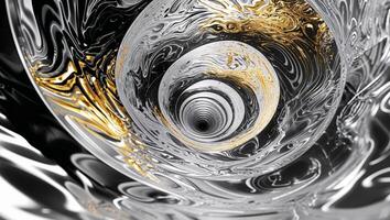 Golden and silver swirls creating a mesmerizing vortex photo