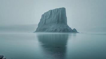 A large rock is in the middle of the ocean photo