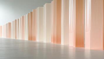 A row of pink and orange colored columns photo
