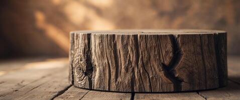 Rustic Tree Stump Side Table Nature Wood Texture photo