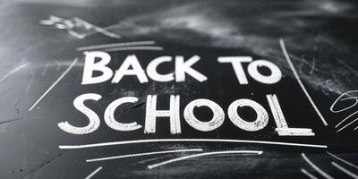 Chalkboard back to school concept with scribbles and the words back to school written in chalk photo