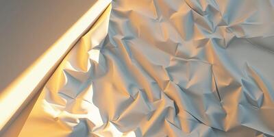 Blank wrinkled paper illuminated by warm light creating dramatic effect photo