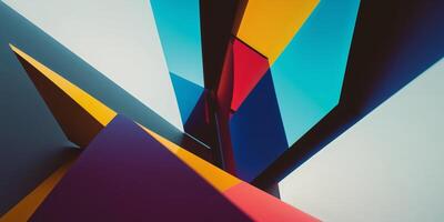 Abstract geometric shapes with colorful lines photo