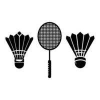 Badminton rackets and shuttlecock icons set vector