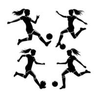 Silhouettes of women playing soccer vector