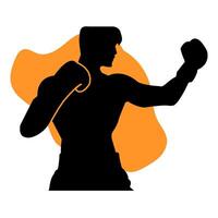 A silhouette of a man with boxing gloves vector