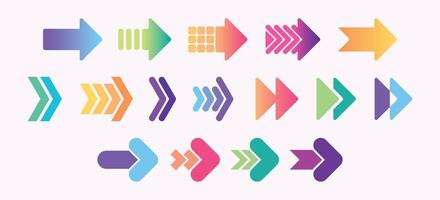 Set of Modern Colorful Gradient Style Arrow Collection Flat Illustration vector