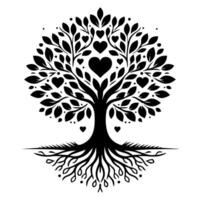 A tree with hearts and roots on it vector