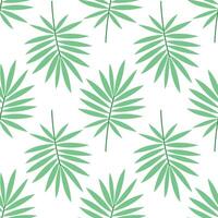 Seamless pattern with tropical palm leaves on white background. Ideal for summer textile, wrapping paper and eco-themed design. Fresh and minimal look. vector