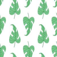 Seamless pattern with tropical leaves in flat style. Perfect for diverse eco projects and summer designs. Bold and trendy botanical theme. vector
