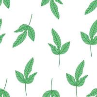 Tropical green leaf seamless pattern in flat style for summer design vector