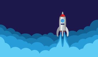 Rocket launch in the sky vector