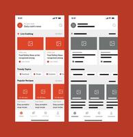 Cooking Recipes App UI Kit Modern Home Screen Design with Wireframe Layout for Mobile App vector