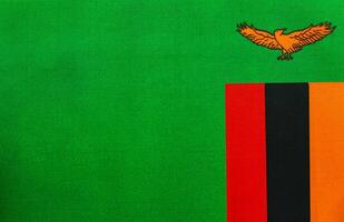 Zambian flag with vibrant colors and eagle design photo