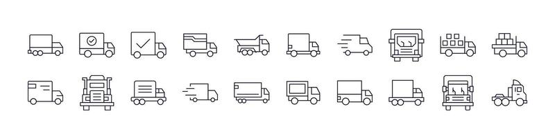 Delivery Truck Simple Isolated Line Icons Collection. Editable Stroke. Perfect for Web Sites, Books, Cards, Apps vector