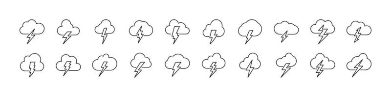 Lightning Collection of Thin Icons. Editable Stroke. Perfect for Web Sites, Books, Cards, Apps vector