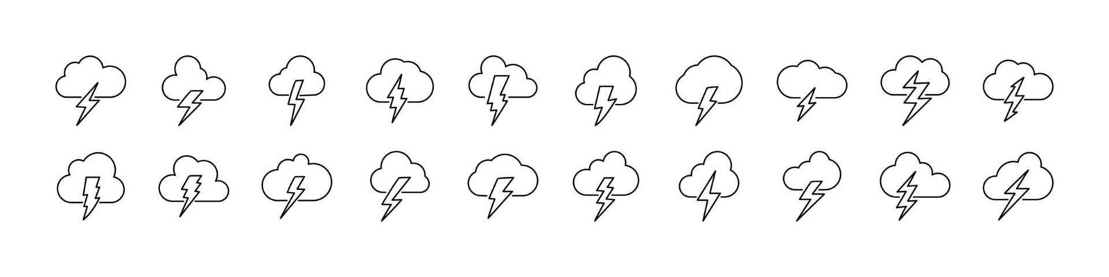 Lightning Collection of Thin Icons. Editable Stroke. Perfect for Web Sites, Books, Cards, Apps