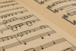 03.25.25 Lviv Ukraine Sheet music showcasing classical notation on yellow backdrop photo