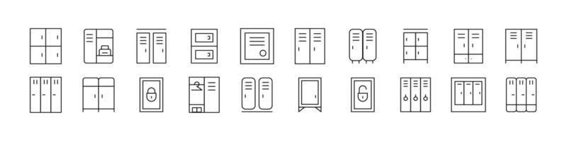 Locker Collection of Thin Icons. Editable Stroke. Perfect for Web Sites, Books, Cards, Apps vector