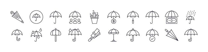 Umbrella Collection of Thin Icons. Editable Stroke. Perfect for Web Sites, Books, Cards, Apps vector