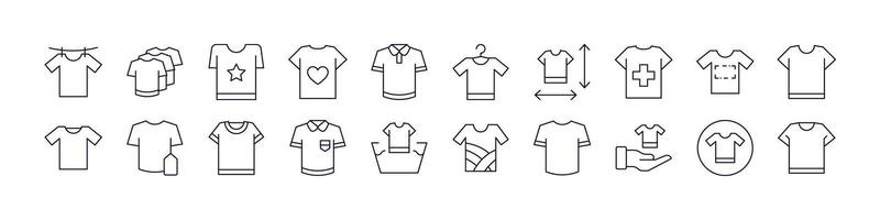 T Shirt Outline Simple Linear Image Collection. Editable Stroke. Perfect for Web Sites, Books, Cards, Apps vector
