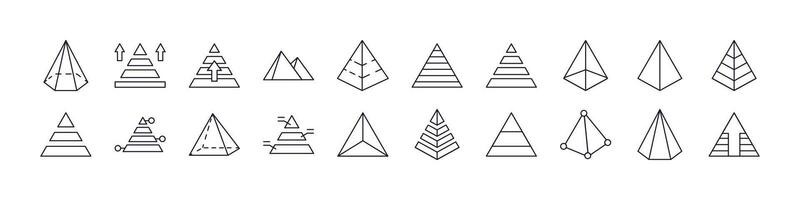 Pyramid Bundle of Thin Icons. Editable Stroke. Perfect for Web Sites, Books, Cards, Apps vector
