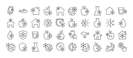 Items by Snowflakes Bundle of Related Line Icons. Outline Signs for Graphic and Web Design, Apps, Adverts, Various Cards vector