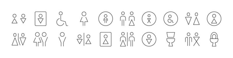 Toilet Outline Simple Linear Image Collection. Editable Stroke. Perfect for Web Sites, Books, Cards, Apps vector