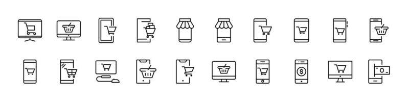 Online Shopping Thin Icons Collection. Editable Stroke. Perfect for Web Sites, Books, Cards, Apps vector