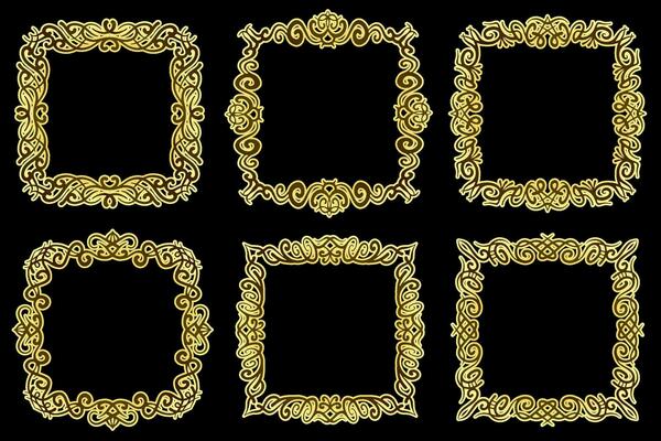 Golden Ornamental vintage frames. Abstract borders, luxury frames.