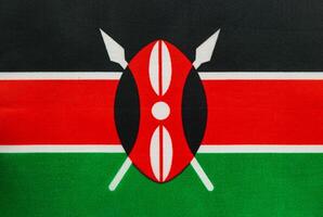 Kenyan flag displayed prominently in vibrant colors photo