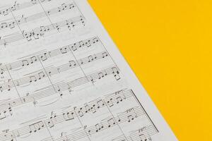 03.25.25 Lviv Ukraine Musical sheet with notes on yellow background photo