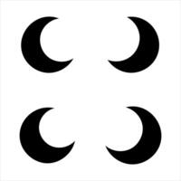 four black crescent moon shapes are shown on a white background vector