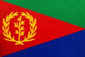 Eritrean flag displayed with vibrant colors and symbols photo