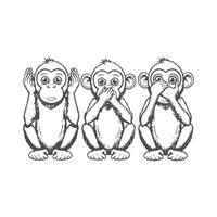 The Three Wise Monkeys See No Evil Hear No Evil Speak No Evil vector