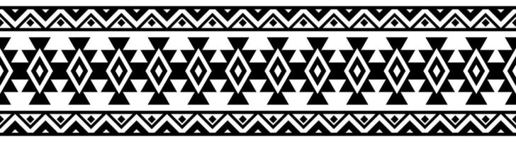 Geometric Ethnic Aztec Pattern with Traditional Ornament and Retro Border Decor. vector