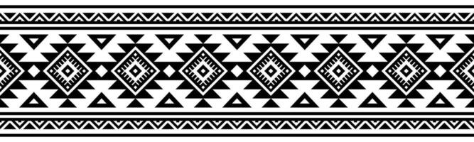 Tribal Ethnic Fabric Design with Aztec Navajo Motif and Retro Border. vector