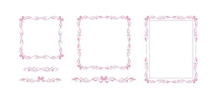 Set of coquette bow frames and text delimiters vector
