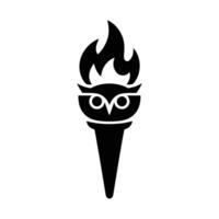 Owl Torch Symbol of Knowledge and Illumination vector