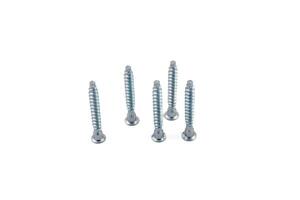 Metal screws arranged on a light background photo