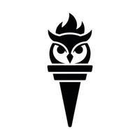 Symbolic owl torch, a powerful emblem of knowledge and illumination. vector