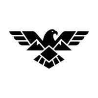 Bold graphic of a stylized eagle with mountain design. vector