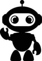 Cute robot icon silhouette in greeting gesture. vector