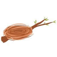Bird nest on tree branch vector