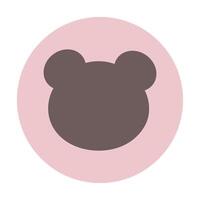 Minimalistic icon with bear head inside circle. teddy face silhouette on isolated white background. vector