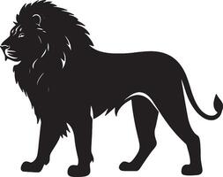 A full body silhouette of a lion standing with its head turned to the left vector